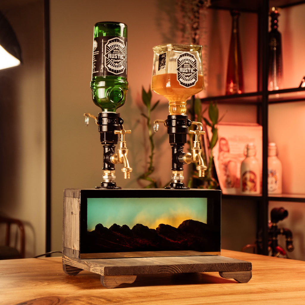 şömine ürünü yeşil led önden görünüm